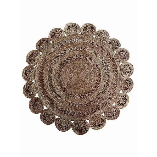 Glitzy Rugs Glitzy Rugs UBSJ00002W0001B102 6 ft. 7 in. x 6 ft. 7 in. Hand Woven Jute Eco-Friendly Oriental Round Area Rug; Natural UBSJ00002W0001B102